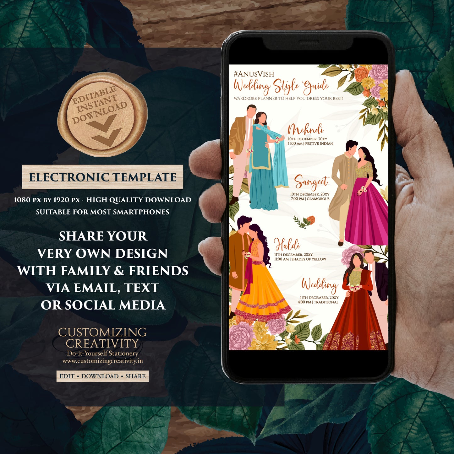 Indian Wardrobe Planner Hindu Wedding Program, Indian Wedding Program & Digital Indian wedding itinerary as Digital Indian wedding Timeline
