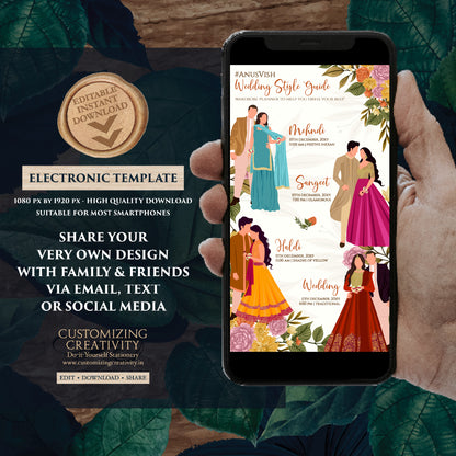 Indian Wardrobe Planner Hindu Wedding Program, Indian Wedding Program & Digital Indian wedding itinerary as Digital Indian wedding Timeline