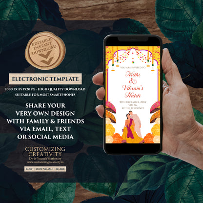 Haldi invitations Digital Haldi invites, Mayoun invitations & Mehndi invitations, Digital Mayoun invites as Dholki invitations Mehndi invite