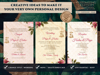 Garden Wedding Invite Indian & Sikh Wedding invitation as Punjabi invitations Wedding, Electronic Hindu Wedding Card Digital invitations DIY