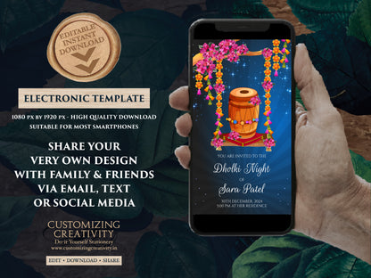 Mehndi invitations & Digital Dholki invite, Dholki invitations as Dholki cards, Pakistani wedding invitations as Muslim wedding invitations