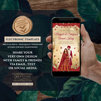 Sikh wedding invites Punjabi Wedding cards, Anand Karaj invitations & Digital Sikh invitations, Punjabi invitations as Anand Karaj invites