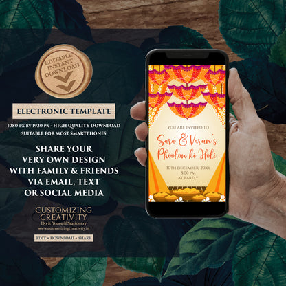 Haldi invitations Digital Haldi invites, Pithi invitations & Mehndi invitations, Digital Pithi invites as Dholki invitations Mehndi invite