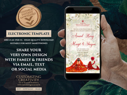 Punjabi invitations as Punjabi Wedding card, Sikh invitation, Anand Karaj invites & Sikh invites, Sikh Wedding cards as Sikh wedding invites