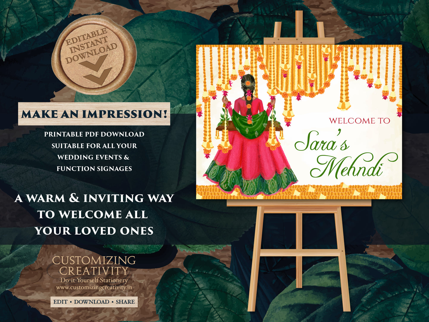 Mehndi Signs as Mehndi Welcome signs, Mehndi poster as Mehndi Decor Signs, Mendhi decoration & Mehendi decor, Mendhi decor sign Mendhi sign