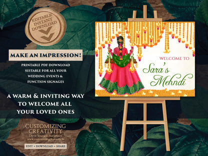 Mehndi Signs as Mehndi Welcome signs, Mehndi poster as Mehndi Decor Signs, Mendhi decoration & Mehendi decor, Mendhi decor sign Mendhi sign