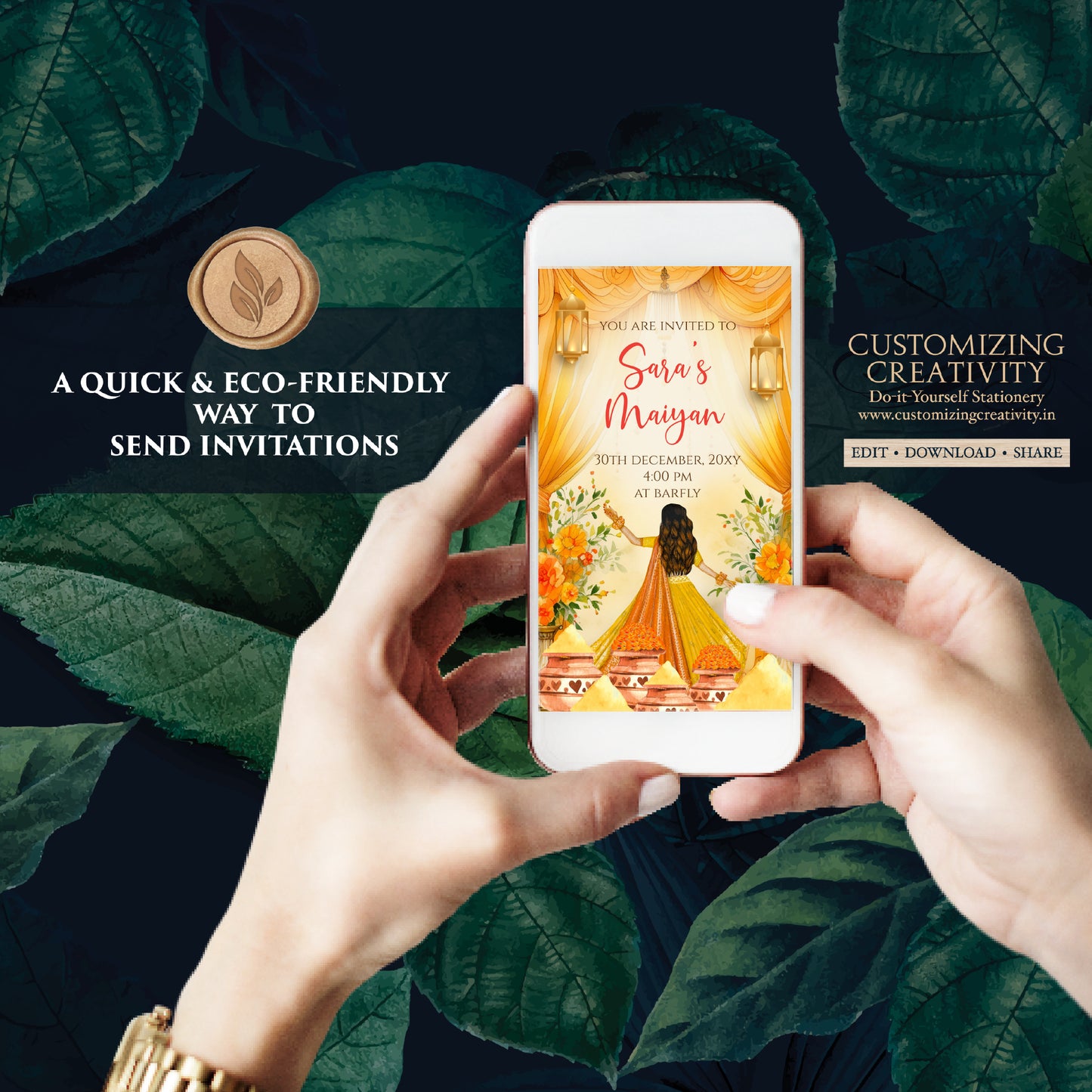 Pithi invitations Maiyan invitations, Haldi invites Digital Haldi invitations & Mehndi invitations, Digital Maiyan invites as Pithi invites