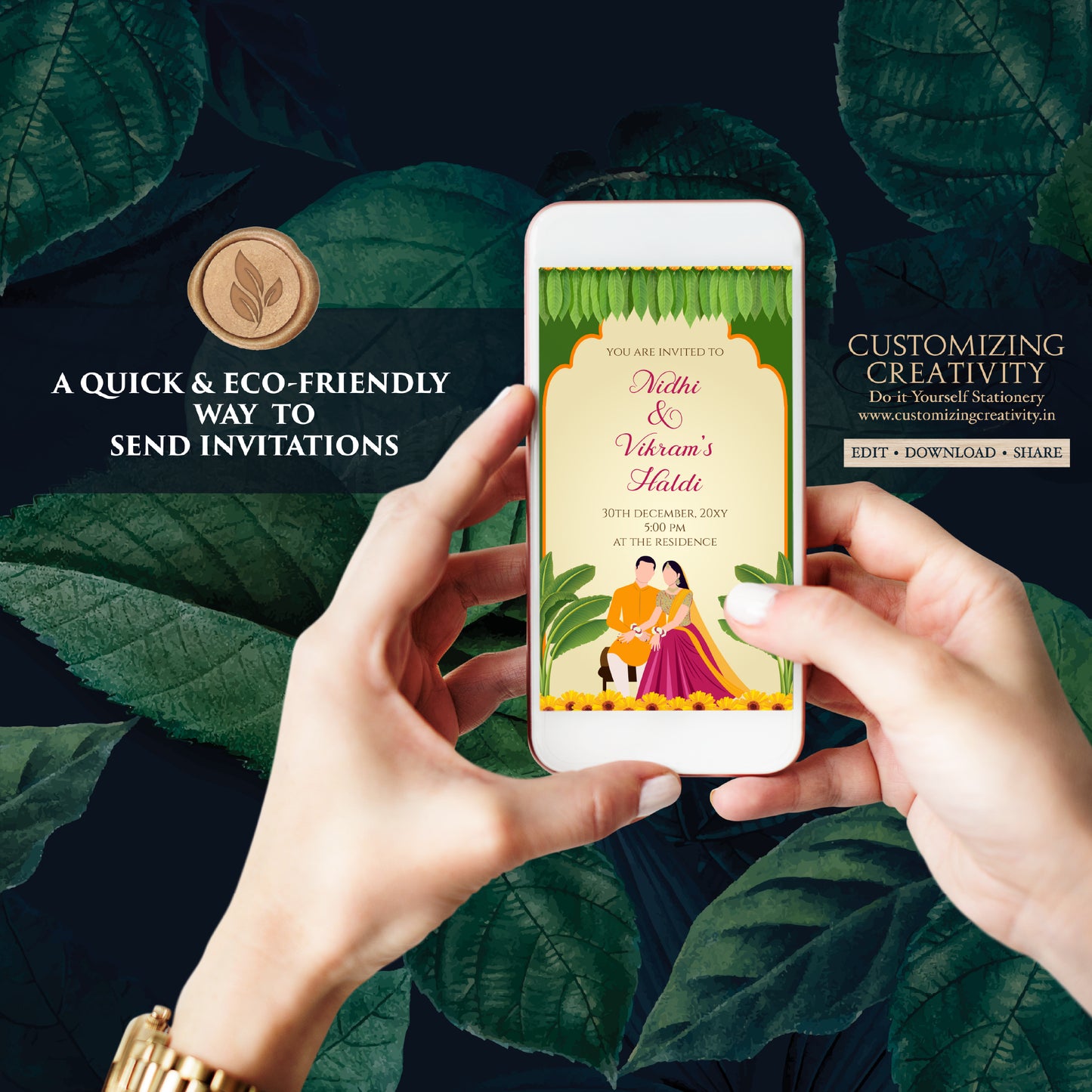 Haldi invites Digital Haldi invitations, Mayoun invitations & Mehndi invitations, Digital Mayoun invites as Dholki invitations Mehndi invite