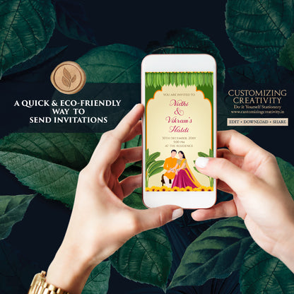 Haldi invites Digital Haldi invitations, Mayoun invitations & Mehndi invitations, Digital Mayoun invites as Dholki invitations Mehndi invite