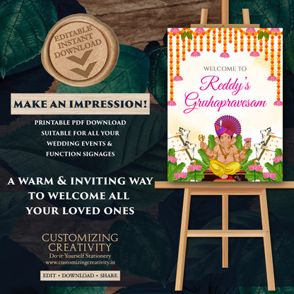 Gruhapravesam Welcome signs Indian Housewarming sign & Grihapravesh Welcome sign, Gruhapravesham signs Indian Housewarming welcome signs