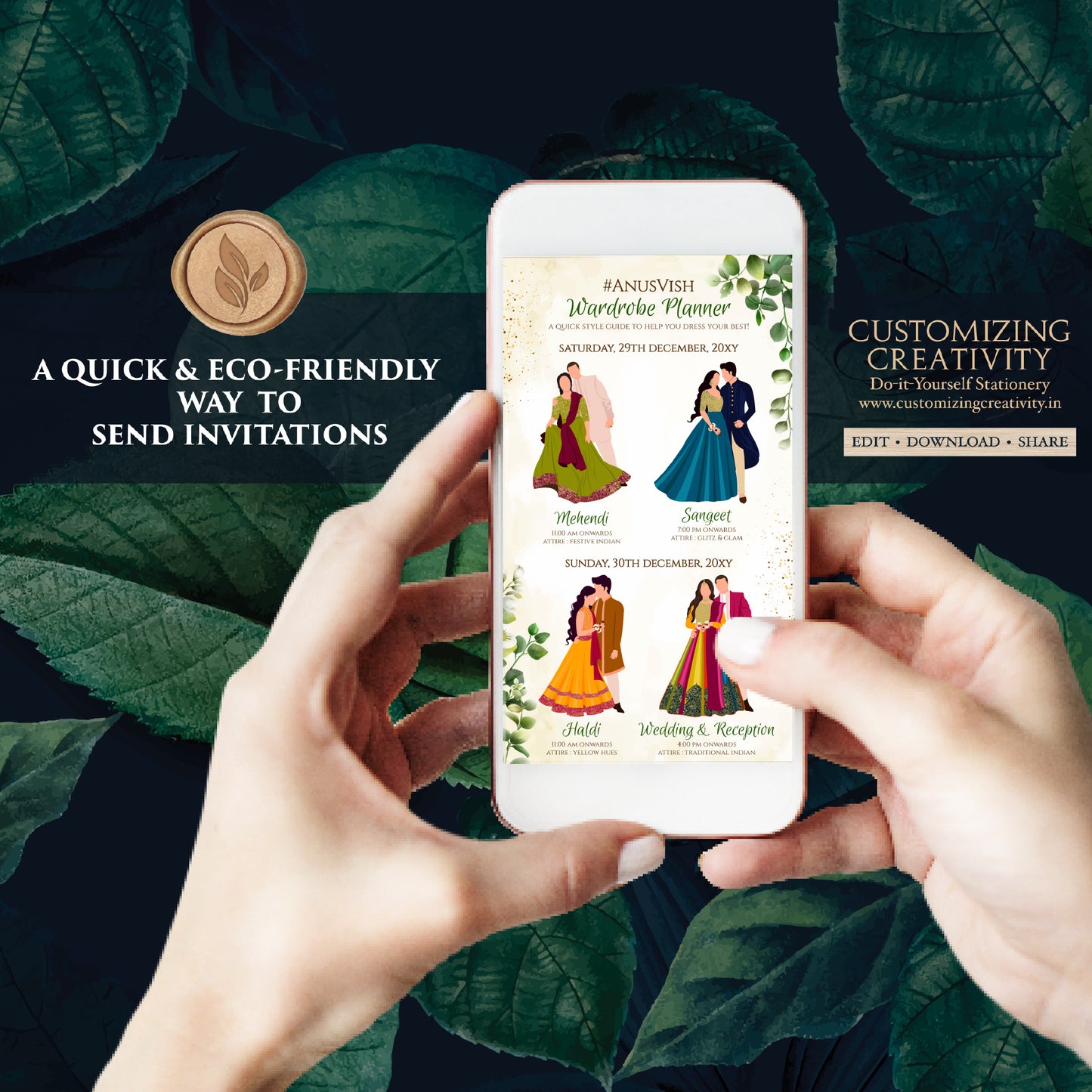 Indian Wedding Wardrobe Planner Hindu Wedding Program, Indian Wedding Program & Indian wedding itinerary as Digital Indian wedding Timeline