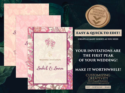 Digital Hindu Wedding Invitation Indian invite, Indian Wedding cards & Indian wedding invitation, Hindu wedding card as Hindu Wedding invite