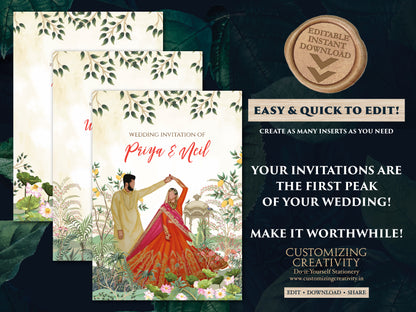 Digital Indian Wedding Invitations Hindu Wedding card Digital, Digital Hindu invitations & Indian Wedding invite, Indian wedding cards Hindu