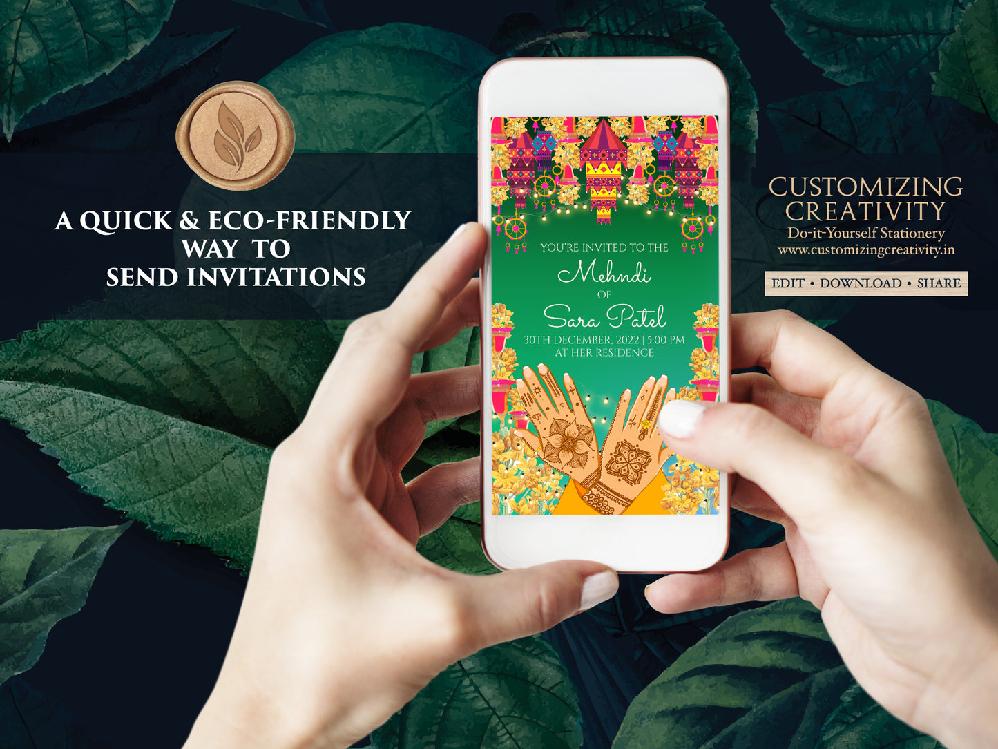 Mendhi Night invites as Mehendi invites, Mehendi invitations, Dholki invites as Mehndi invitations, Digital Mehndi invites & Mehndi Invites