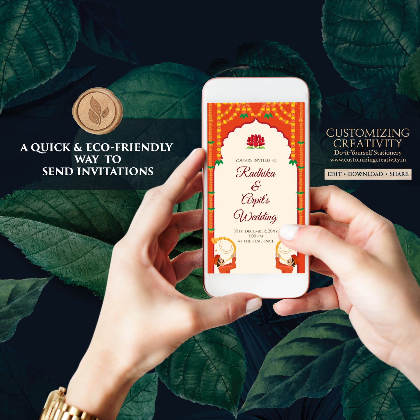 Hindu wedding invite & Indian Wedding invitation, Digital Indian Wedding invite Hindu Wedding card, Hindu invitation as Indian wedding cards