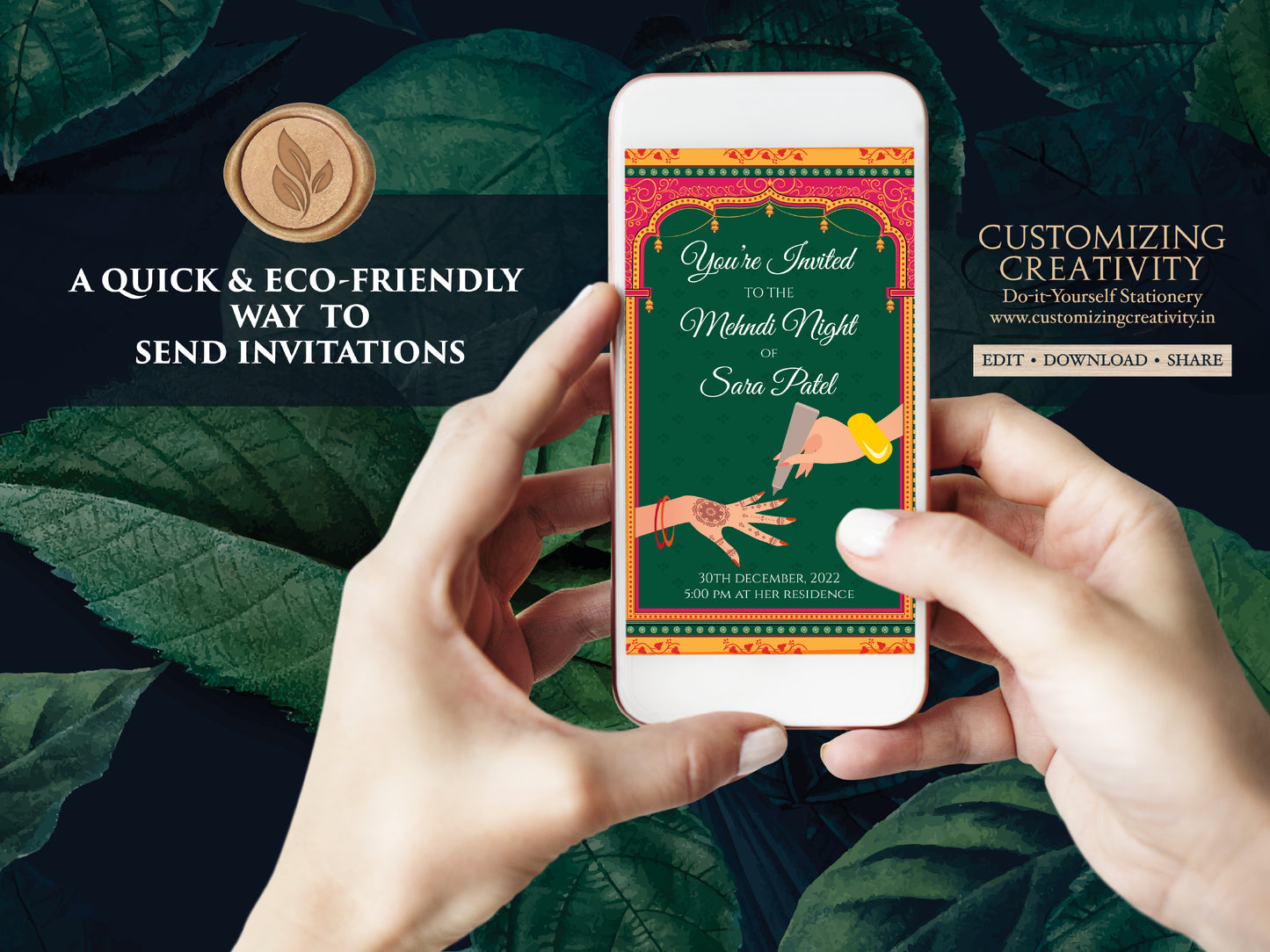 Mehndi Invites Digital as Mehndi invitations Electronic, Digital Mehndi invites & Mendhi invitations, Mehendi invites as Henna Party invites