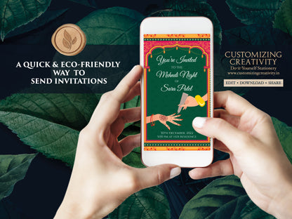 Mehndi Invites Digital as Mehndi invitations Electronic, Digital Mehndi invites & Mendhi invitations, Mehendi invites as Henna Party invites