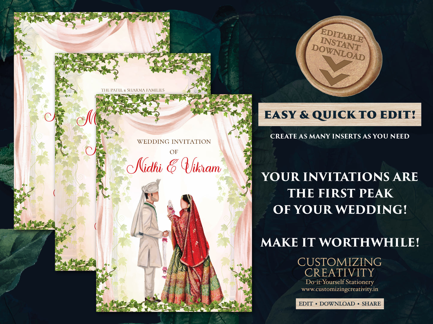 Indian Wedding invite & Indian invitations, Wedding invite Indian as Indian wedding card, Hindu wedding invitation as Hindu Wedding card