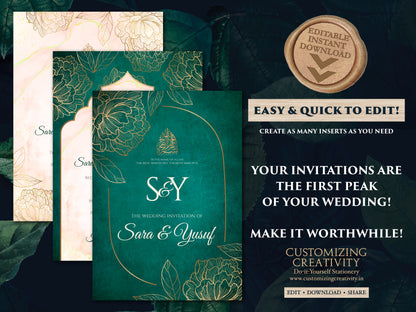 Digital Nikkah cards Muslim Wedding Invitation Islamic, Muslim wedding cards Islamic, Nikkah invitation & Pakistani Wedding invite Muslim
