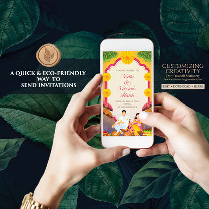 Haldi invites Digital Haldi invitations, Mayoun invitations & Mehndi invitations, Digital Mayoun invites as Dholki invitations Mehndi invite