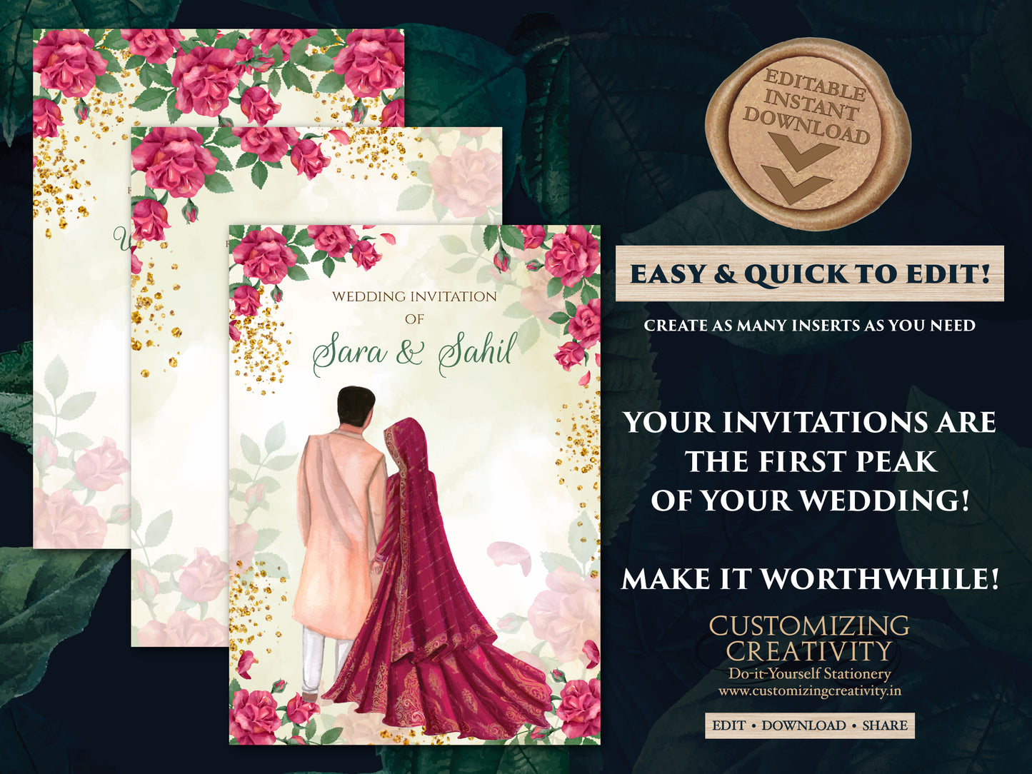 Hindu invitation & Hindu Wedding Invitation, Indian wedding card as Indian Wedding invite, Indian wedding invitation Wedding invite Indian