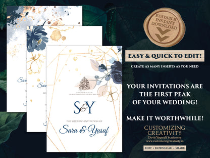 Digital Muslim wedding cards Islamic Nikkah invitations, Muslim Wedding Invitation Islamic as Nikkah cards & Pakistani Wedding invite Muslim
