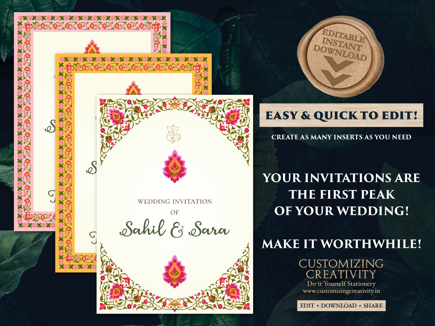 Indian wedding invitations Hindu Wedding invites, Indian wedding cards as Hindu Wedding cards, Hindu invitation & Hindu Wedding Invitation