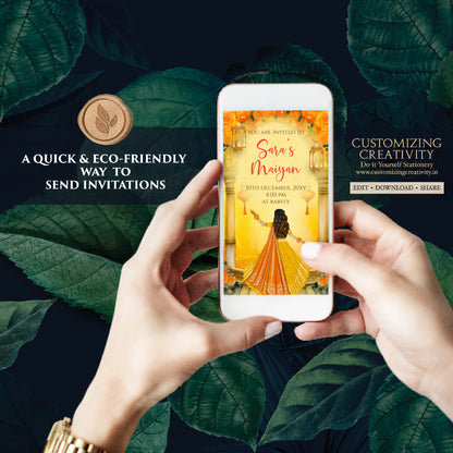 Maiyan invitations Haldi invites Digital, Pithi invitations Haldi invitations & Mehndi invitations, Digital Mayoun invites as Pithi invites