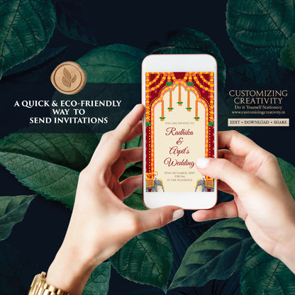 Indian Wedding invite & Hindu Wedding card, Digital Hindu invitation Indian wedding cards, Indian Wedding invitation as Hindu wedding invite