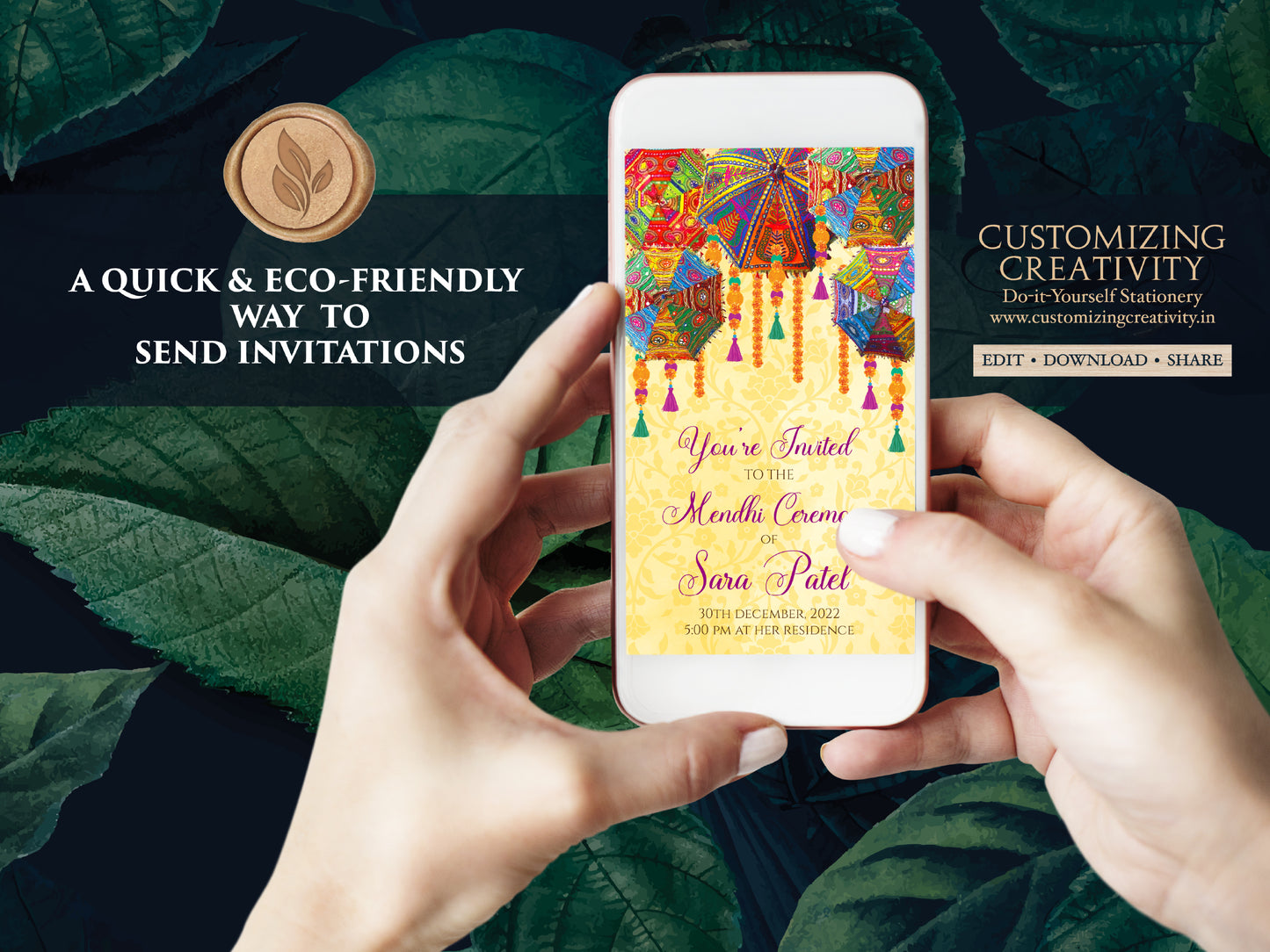 Mendhi Night invites & Digital Mehndi invites, Mehendi invitations, Mehndi invitations as Mendhi invites, Henna Party invites Mehndi Invites