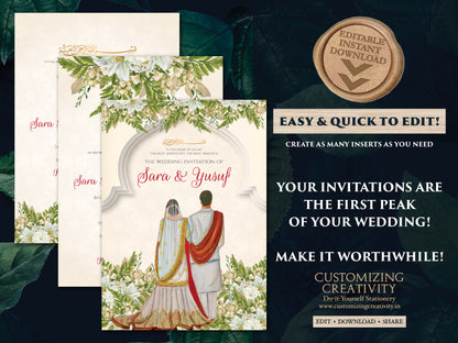 Islamic wedding cards Digital Nikkah Invitations, Digital Muslim wedding Invitation & Nikah invitation, Muslim Shaadi cards as Nikkah invite