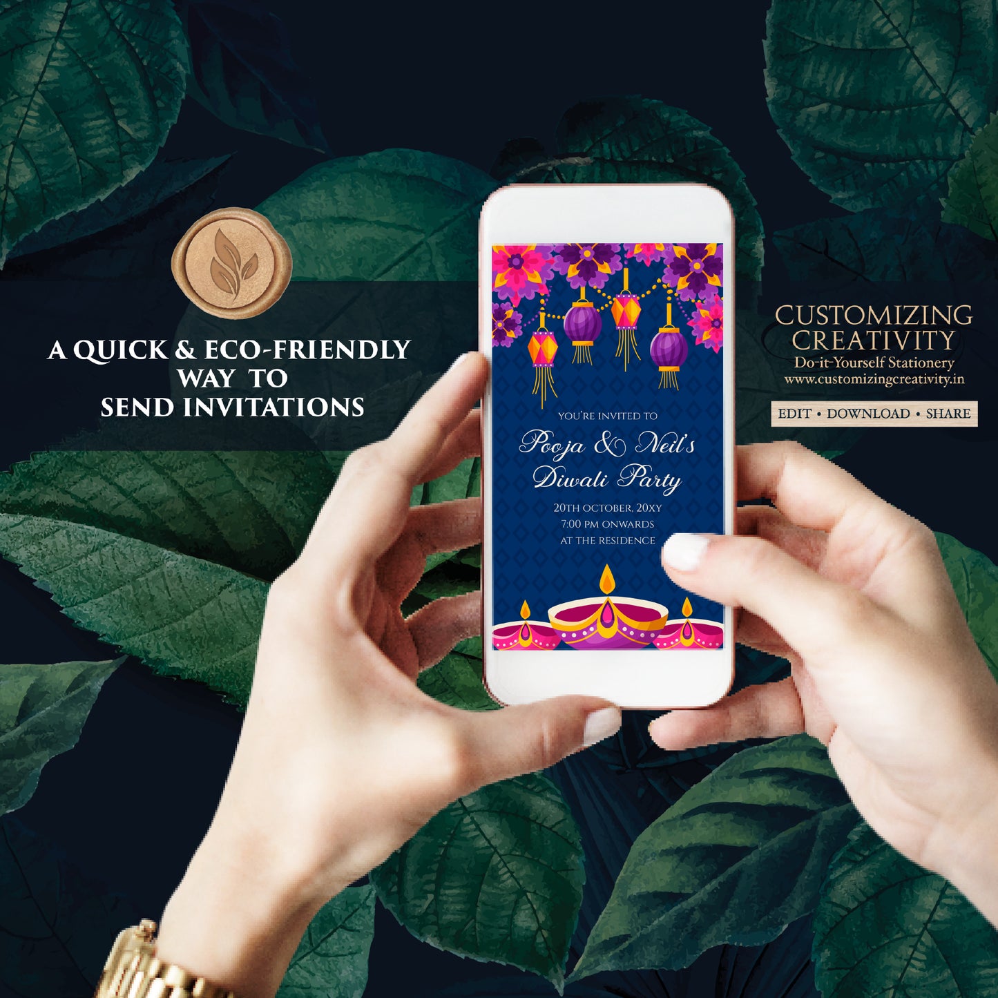 Happy Diwali card greeting as Diwali Evite template, Diwali party invite Digital Diwali invitations, Diwali party invitation & Diwali invite