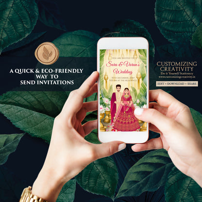 Indian wedding card Digital Hindu Wedding invite, Indian invitation & Indian wedding invite as Hindu Wedding cards Indian Wedding invitation