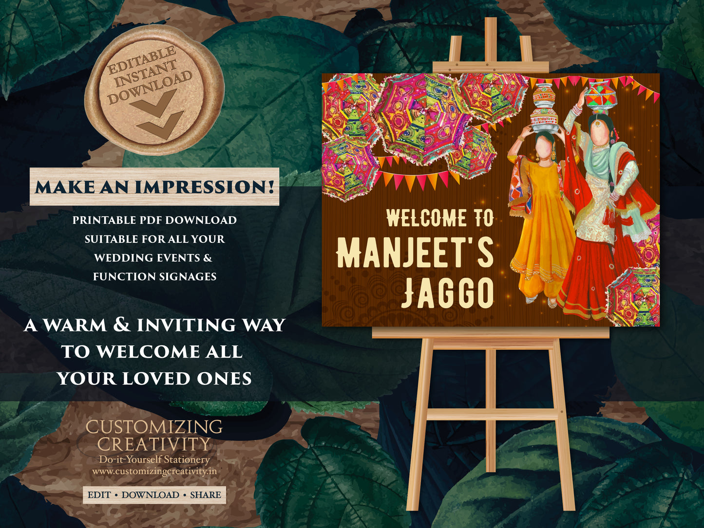 Jago Welcome sign as Welcome to Jaggo signboard, Jaggo Welcome Signs as Jaggo signs, Sikh Wedding sign & Jago poster as Punjabi Welcome sign