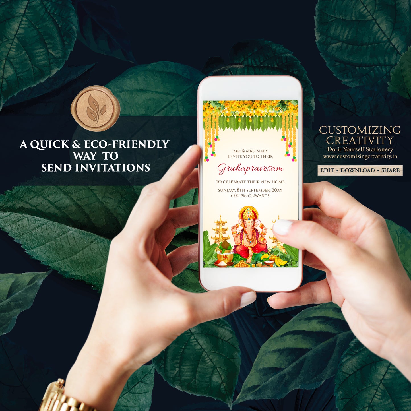 Tamil Gruhapravesham invitation Telugu Housewarming invite, Indian Housewarming invite Digital Gruhapravesam invite & Grihapravesh invite