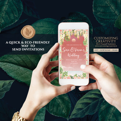 Digital Indian invitation Indian wedding card, Hindu Wedding invite & Indian wedding invite as Hindu Wedding cards Indian Wedding invitation