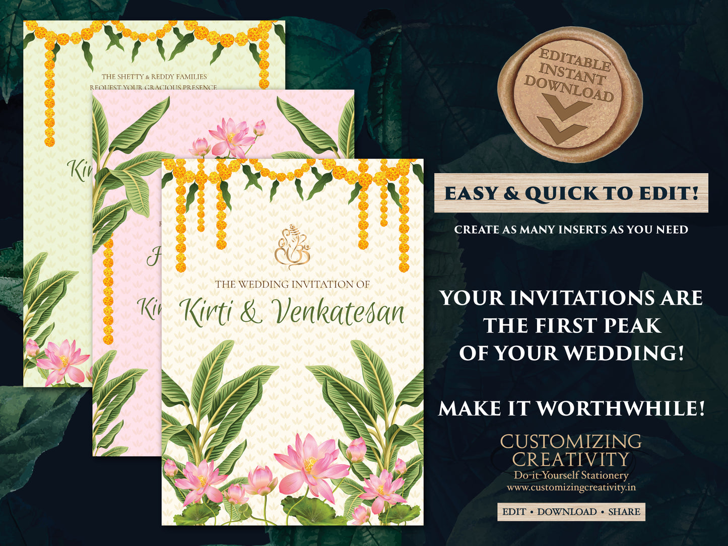 Telugu Wedding invites & Tamil wedding cards, South Indian Wedding invitation as Tamil Wedding invitations, Telugu Wedding invitation Indian