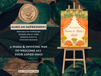 Wedding Haldi signs as Haldi decoration, Haldi posters as Welcome to Haldi Signs & Haldi Welcome Signs, Haldi decor signs as Pithi signs