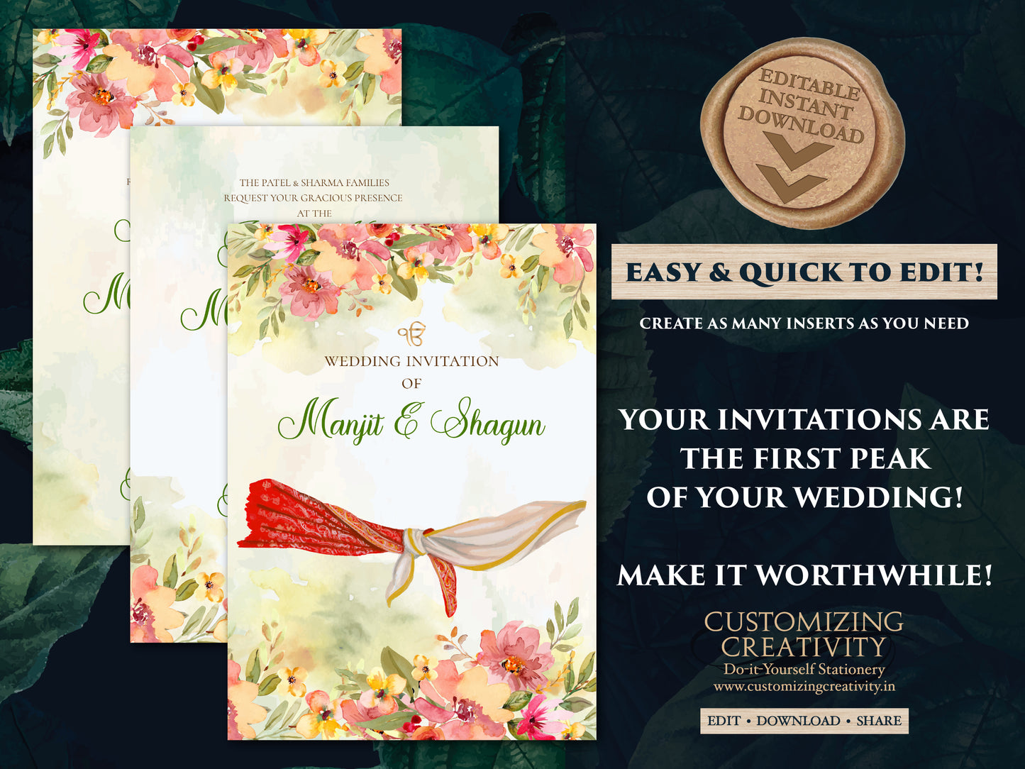 Punjabi invitations Sikh wedding cards, Anand Karaj invitations & Sikh wedding invitations, Punjabi wedding cards as Anand Karaj invites