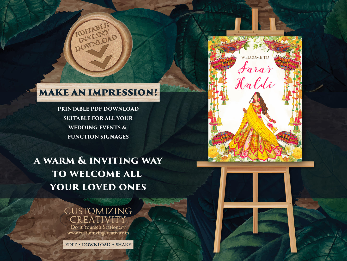 Haldi decor signs as Pithi signs, Haldi posters as Welcome to Haldi Signs & Haldi Welcome Signs, Wedding Haldi signs as Haldi decoration