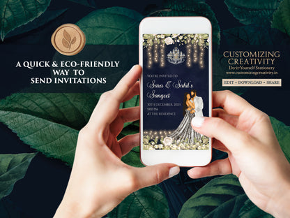 Digital Sangeet cards & Indian Sangeet invitations, Sangeet invites as Wedding Sangeet card, Indian invitations as Indian Sangeet invites