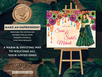Mehndi Signs as Mehndi poster, Mehndi decor sign as Mehendi signs, Mendhi signs as Mehndi Welcome signs. Mendhi decor sign as Mehndi signage