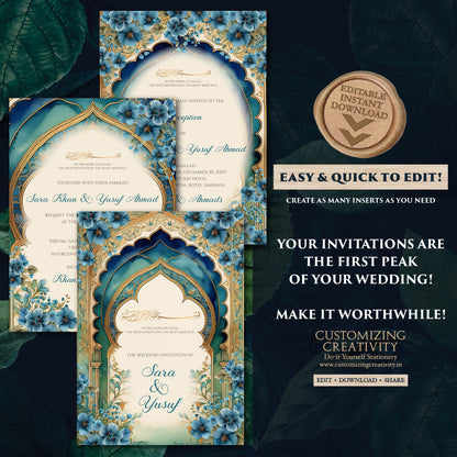Muslim wedding Invitation Digital Nikkah invites, Digital Islamic Wedding Invitations & Muslim wedding cards as Digital Nikkah invitations