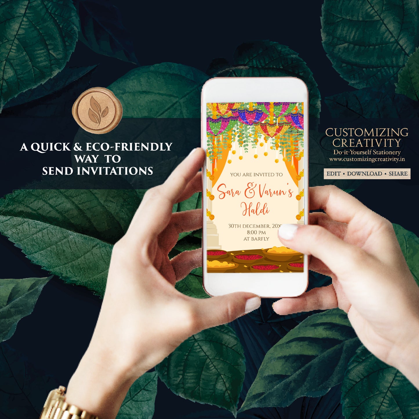 Pithi invitations Mayoun invitations, Haldi invites Digital Haldi invitations & Mehndi invitations, Digital Mayoun invites as Pithi invites