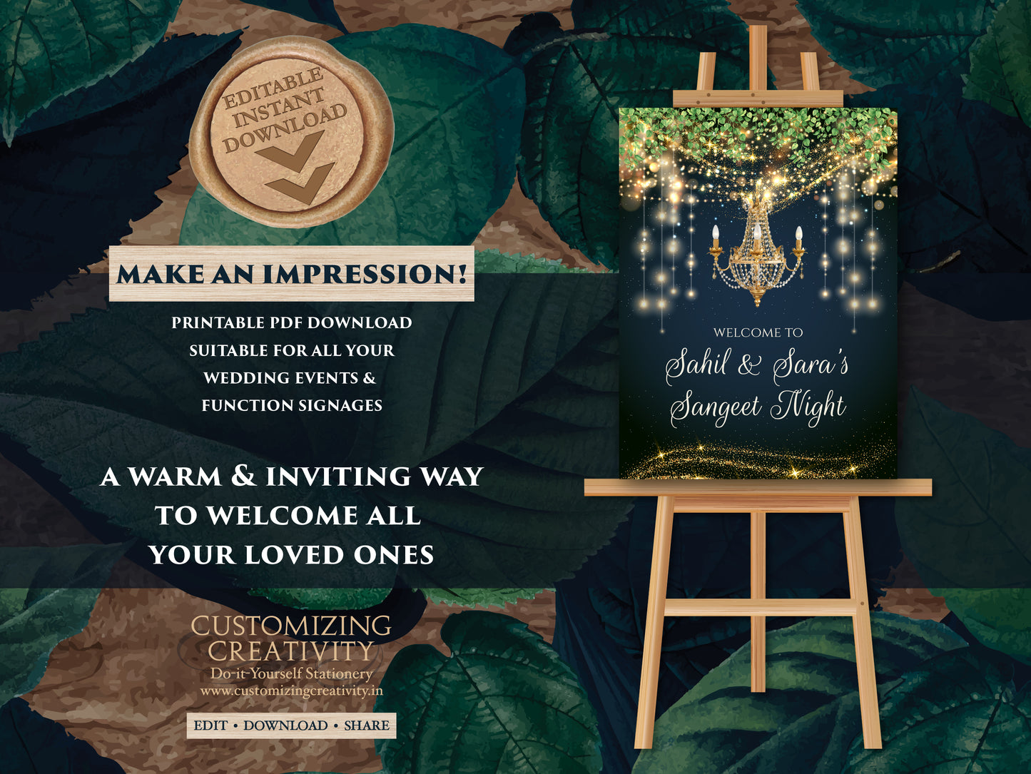Sangeet Welcome Sign & Sangeet Decor, Sangeet Sign as Indian Wedding Poster Sangeet Night Sign, Sangeet Welcome board as Indian Wedding Sign