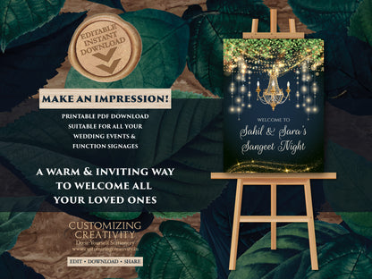 Sangeet Welcome Sign & Sangeet Decor, Sangeet Sign as Indian Wedding Poster Sangeet Night Sign, Sangeet Welcome board as Indian Wedding Sign