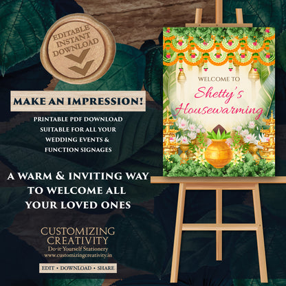 Gruhapravesam Welcome sign Indian Housewarming welcome signs, Gruhapravesham signs, Grihapravesh Welcome signs & Indian Housewarming sign