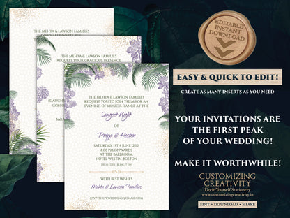 Indian Invites Tropical Wedding as Beach Wedding invitations, Spring Wedding cards, Summer Wedding Invite & Indian Wedding invitations Hindu
