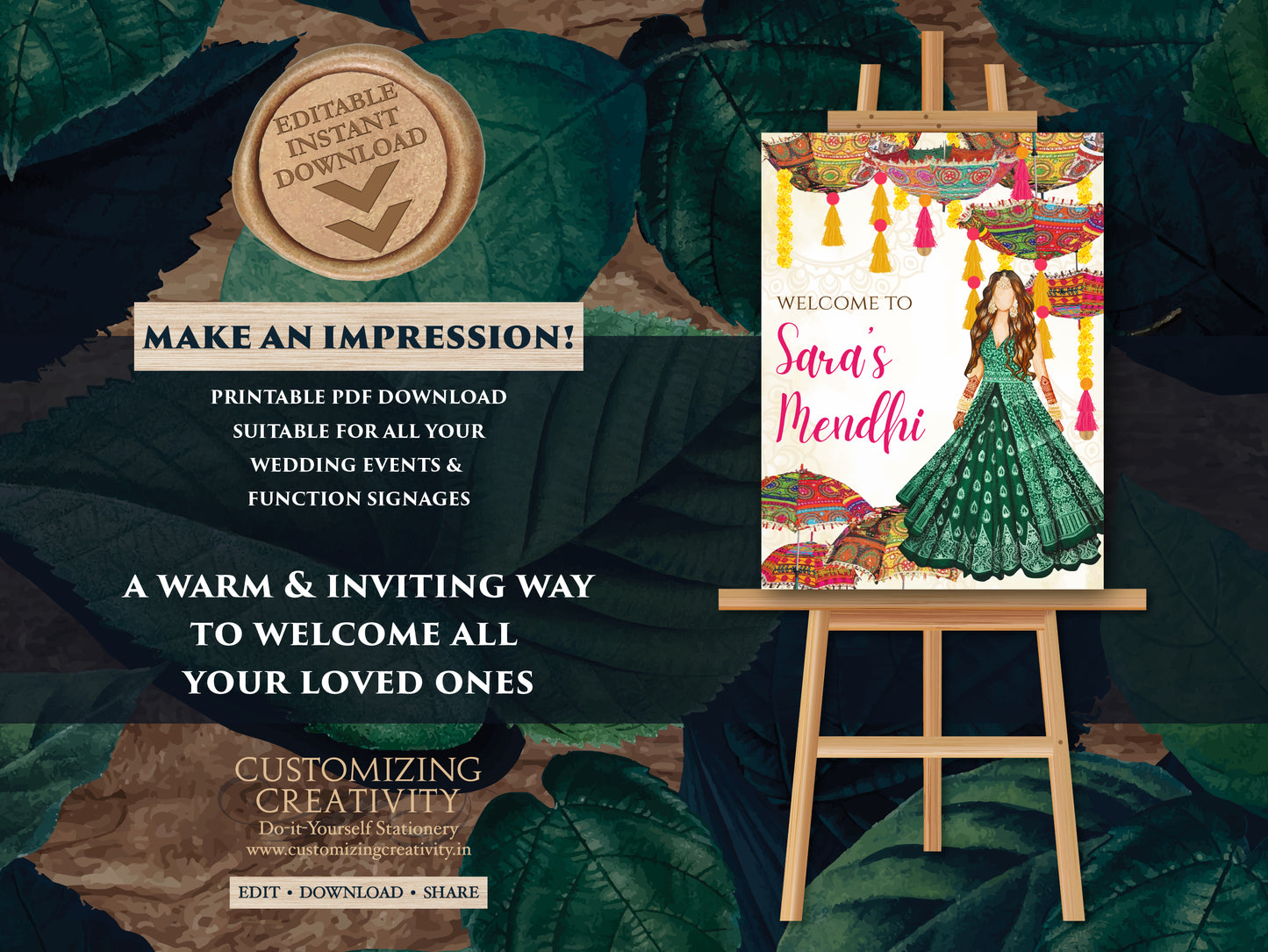 Mehndi Welcome signs & Mendhi decor sign Umbrella, Mehndi Signs as Mehndi poster, Mendhi Umbrella Desi decor as Mehendi signs, Mendhi signs