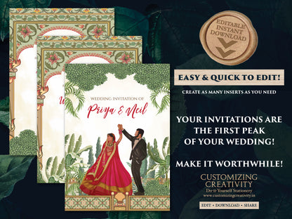 Indian wedding invitation Hindu Wedding invite, Digital Indian cards Hindu Wedding cards, Hindu invitation & Hindu Wedding Invitation Indian